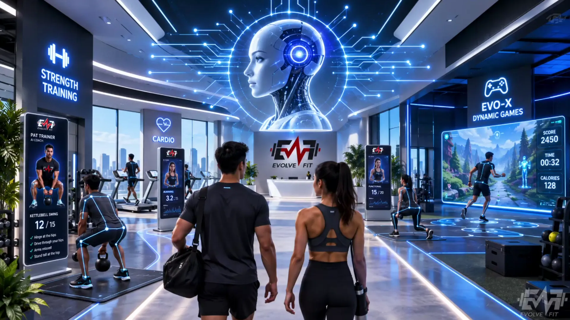EvolveFit fitness center concept with training areas and Evo-X rooms